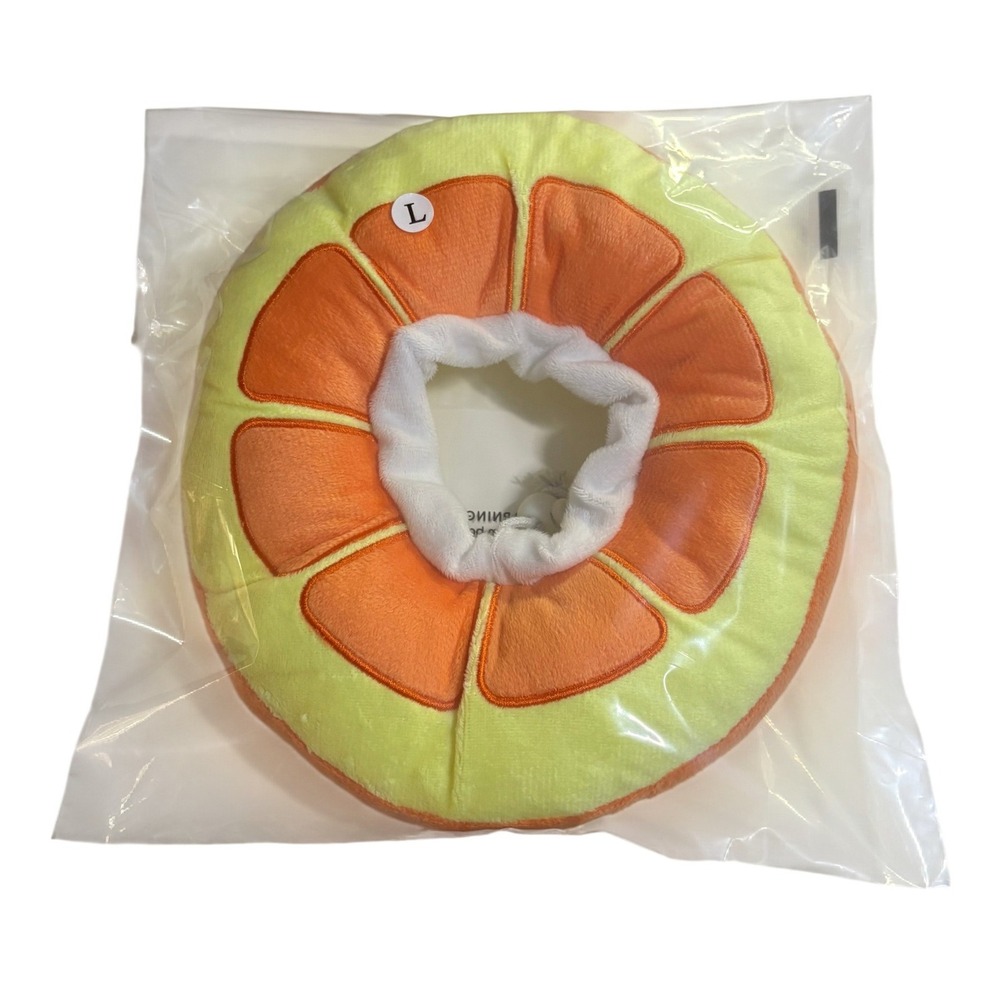 NEW Large Orange Slice Pet Elizabethan Recovery Collar Cat Dog Orange Plush Soft - Picture 7 of 7